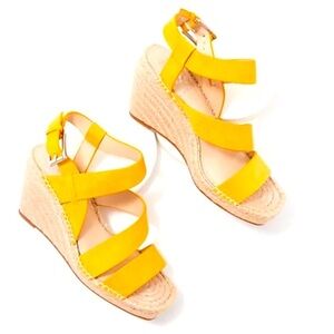 Vince Camuto Suede Espadrille Wedges - Martissy Yellow size 8 M